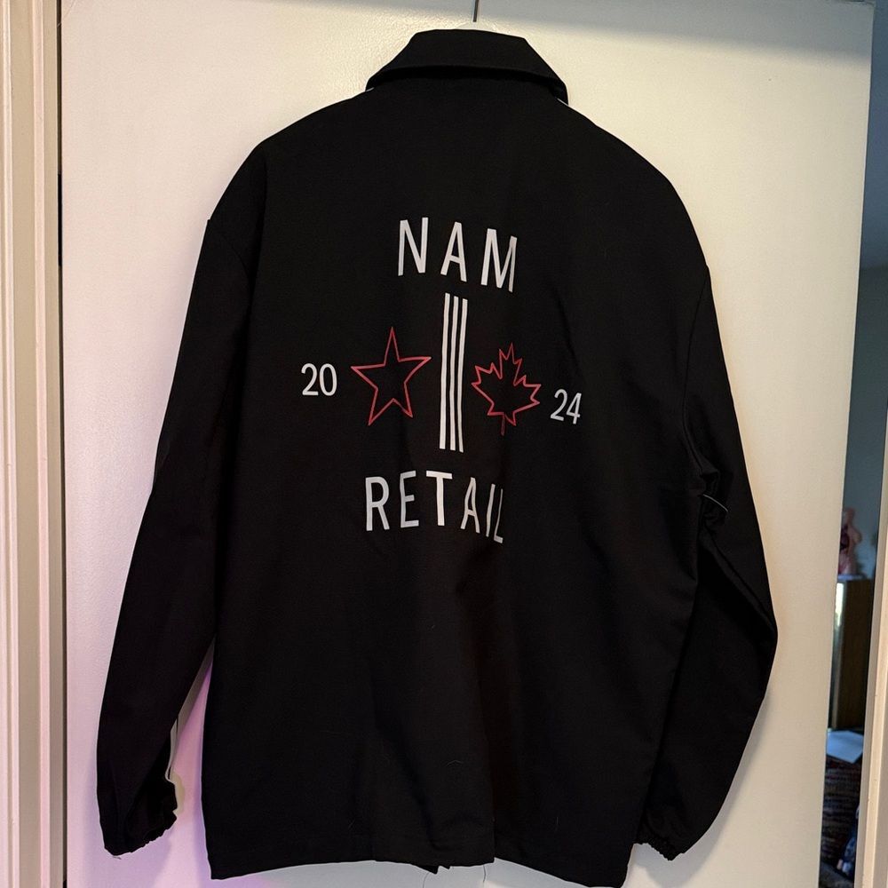adidas Originals Black Coaches Windbreaker with White Three-Stripes - Picture 2 of 9